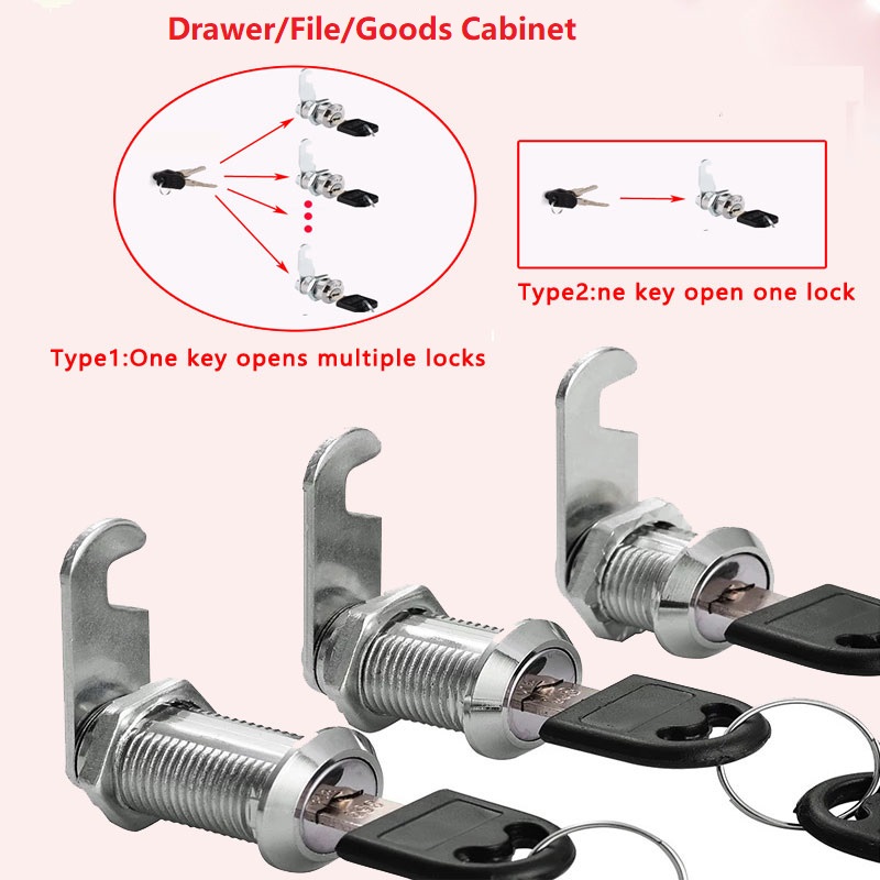 Furniture Hardware Cam Lock - Akt-/Waren-/Schubladen-Schrankschlösser mit 2 Schlüsseln, Schloss für