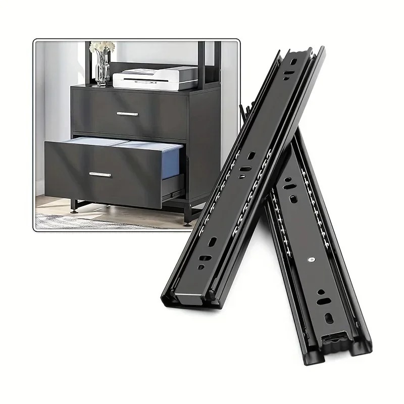 Drawer Slide Pair - Kaltgewalzte, hydraulische Dämpfung, geräuschlose dreiteilige Kleiderschrank-Schubladenführungen