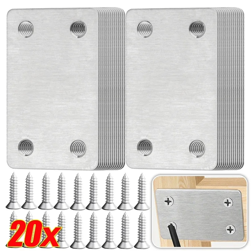 Furniture Hardware In China - Flache Scharnier-Reparaturplatte aus Edelstahl, rechtwinklig, vier