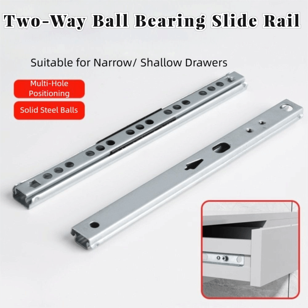 Drawer Slide Pair - 2 Stück Gleitlager-Schubladenschienen, Zweiweg-Schienen, Hardware-Zubehör, Schubladenschienen,