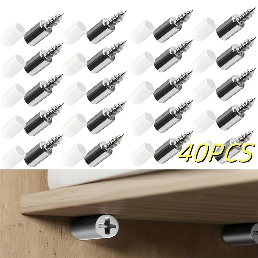 Shelf Peg Support - 20/40 Stück selbstschneidende Schrauben für Schranklaminat,