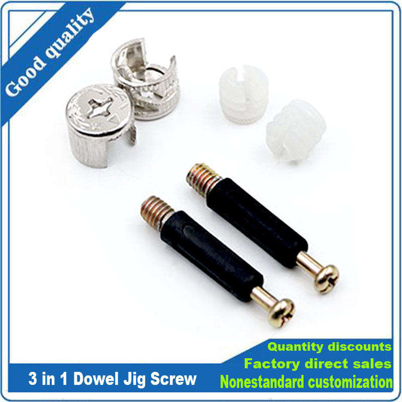 Furniture Hardware Cam Lock - 3-in-1 Dübel-Vorrichtung Schrauben-Möbelverbindungsset Exzentrische Radmutter Nockenmutter