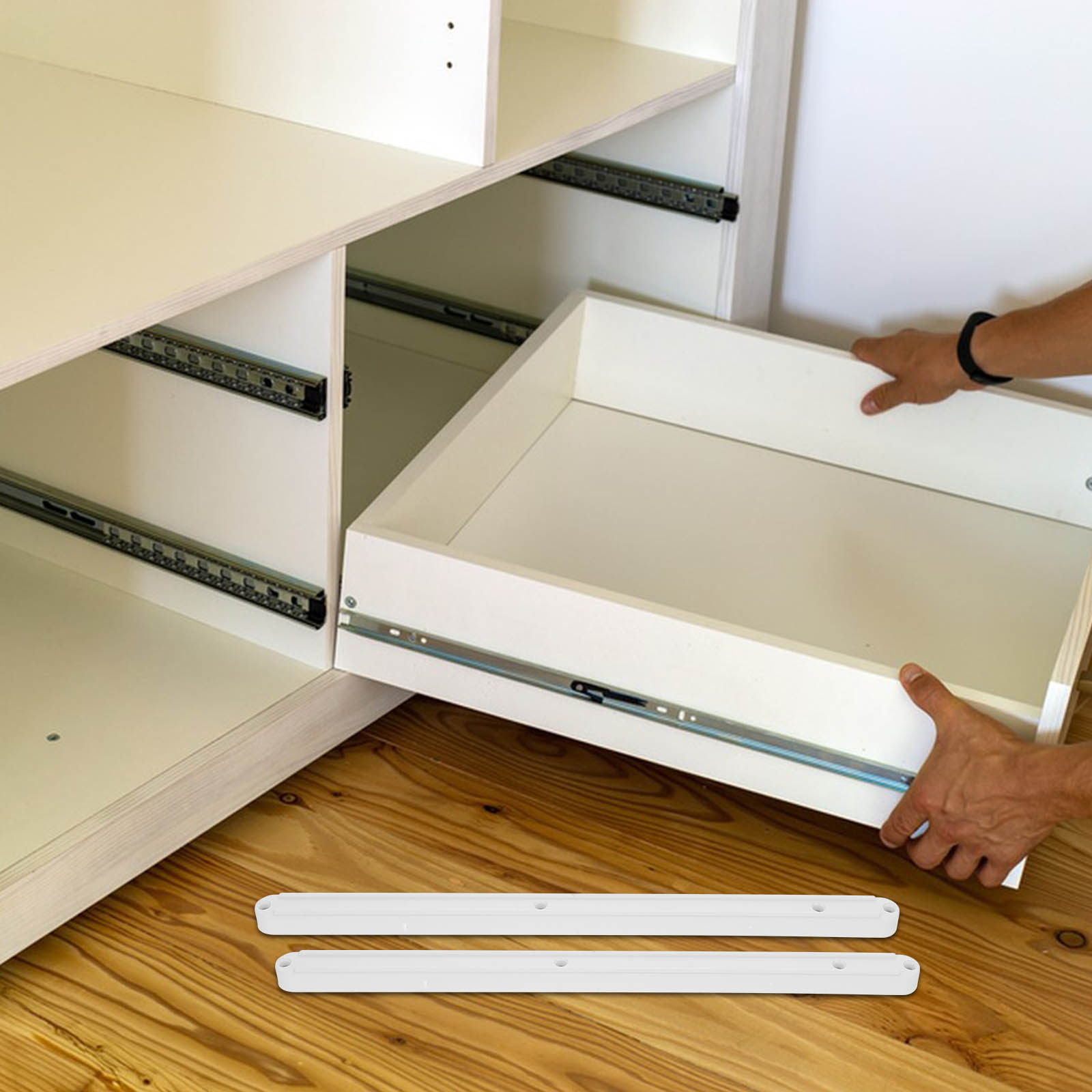 Drawer Slide Pair - 2 Stück Kunststoff-Schubladenführungen, glatt, geräuscharm, Schrankführungen