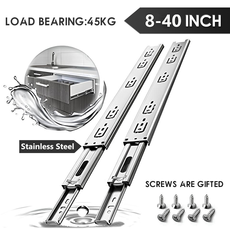 Drawer Slide Pair - AOLISHENG 1 Paar Edelstahl-Schubladenführungen, 8–40 Zoll,