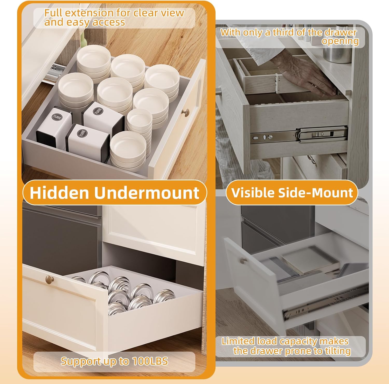 21 Zoll Untermontierbare Soft- – Drawer Slide Pair Bewertung und Preis